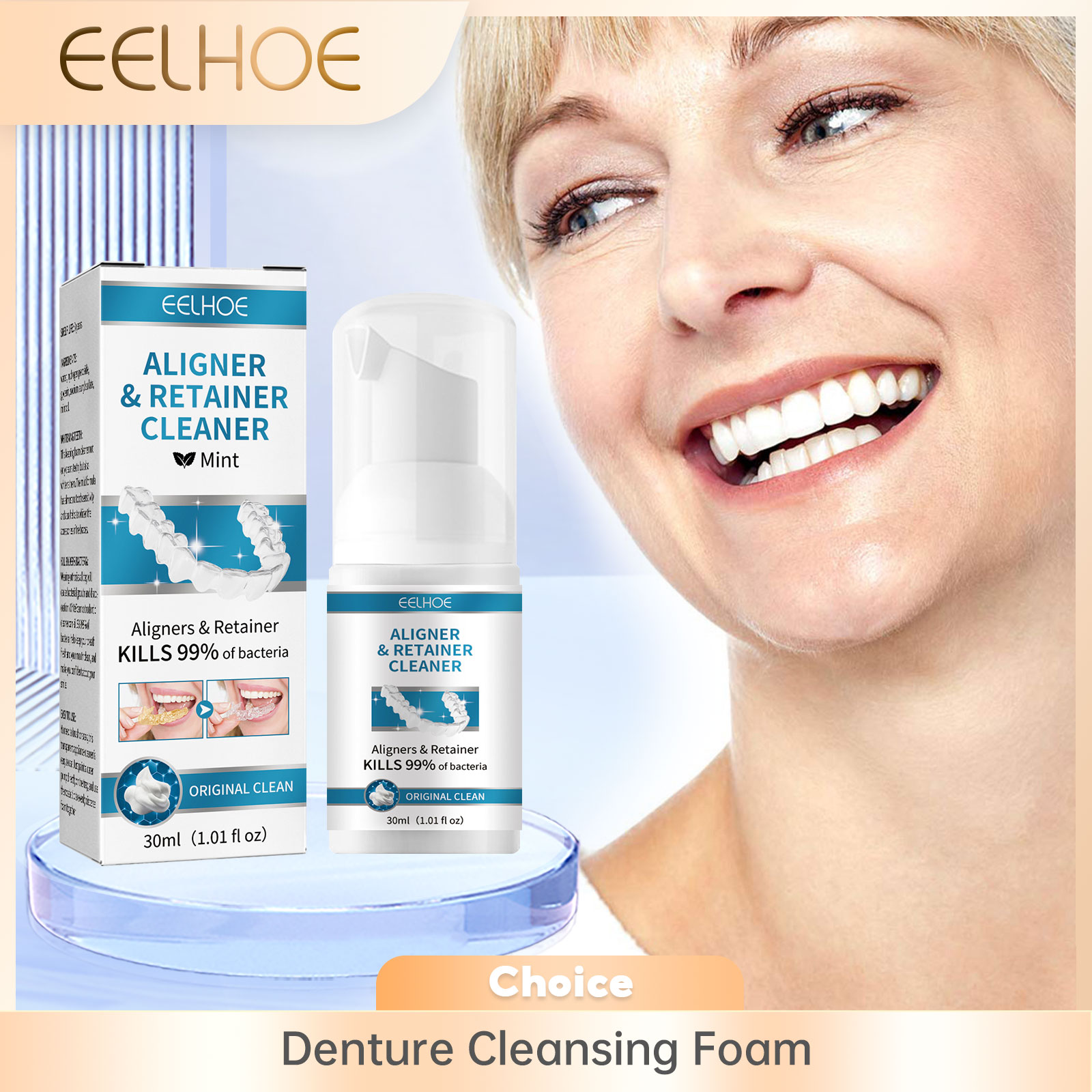 Teeth Whitening Foam Toothpaste - Aligner Denture Cleaner Foam Deep Cleaning