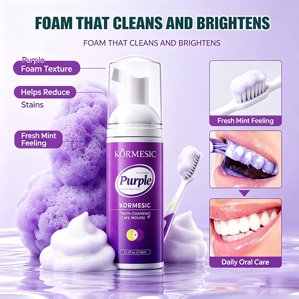 Teeth Whitening Foam Toothpaste - Purple Whitening Tooth Mousse Foam V34