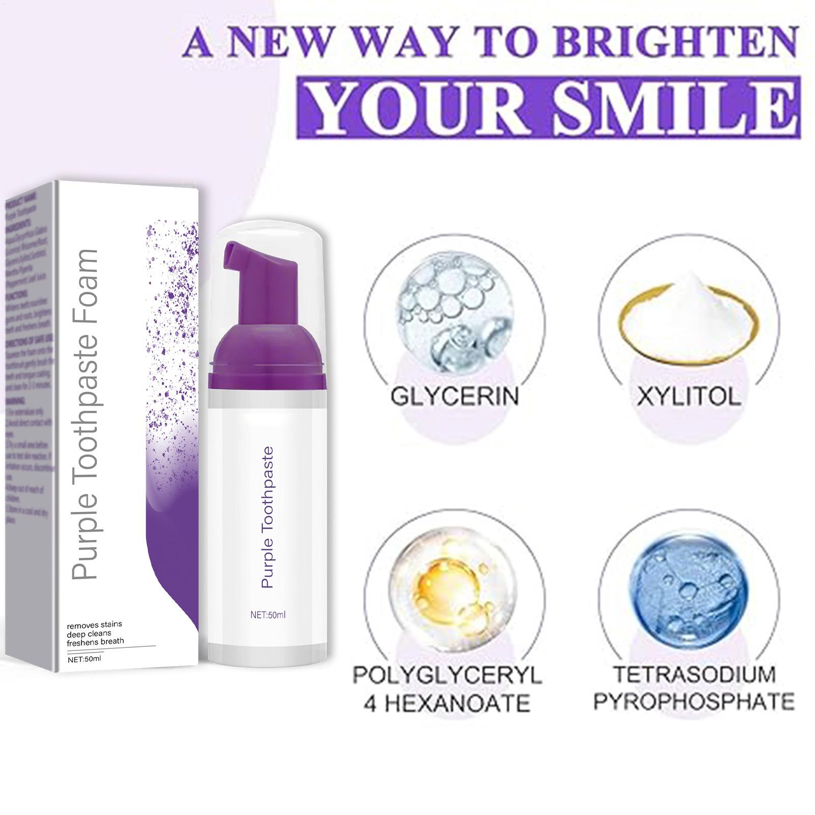 50ml Purple Whitening Toothpas - Teeth Whitening Foam Toothpaste 评论和价格