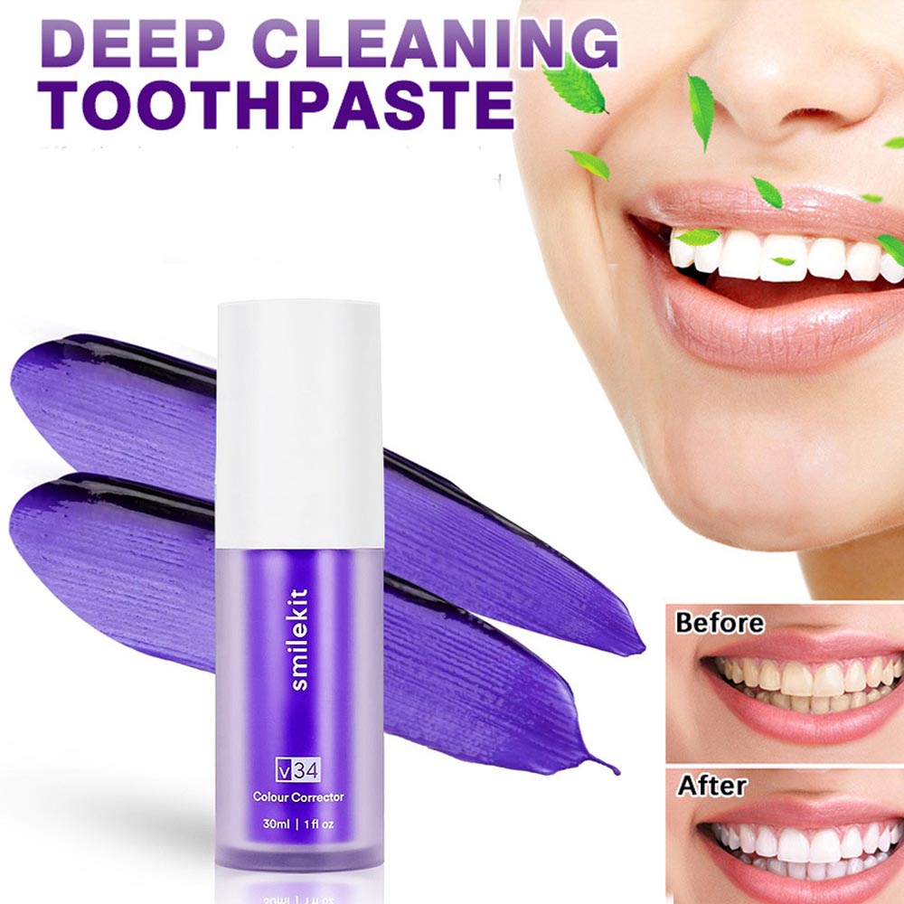 V34 Purple Brighten Whitening  - Teeth Whitening Foam Toothpaste 评论和价格