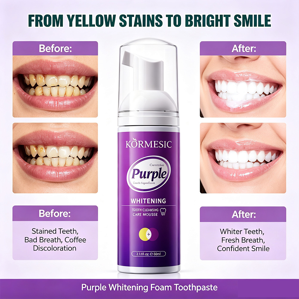 Purple Whitening Tooth Mousse  - Teeth Whitening Foam Toothpaste 评论和价格