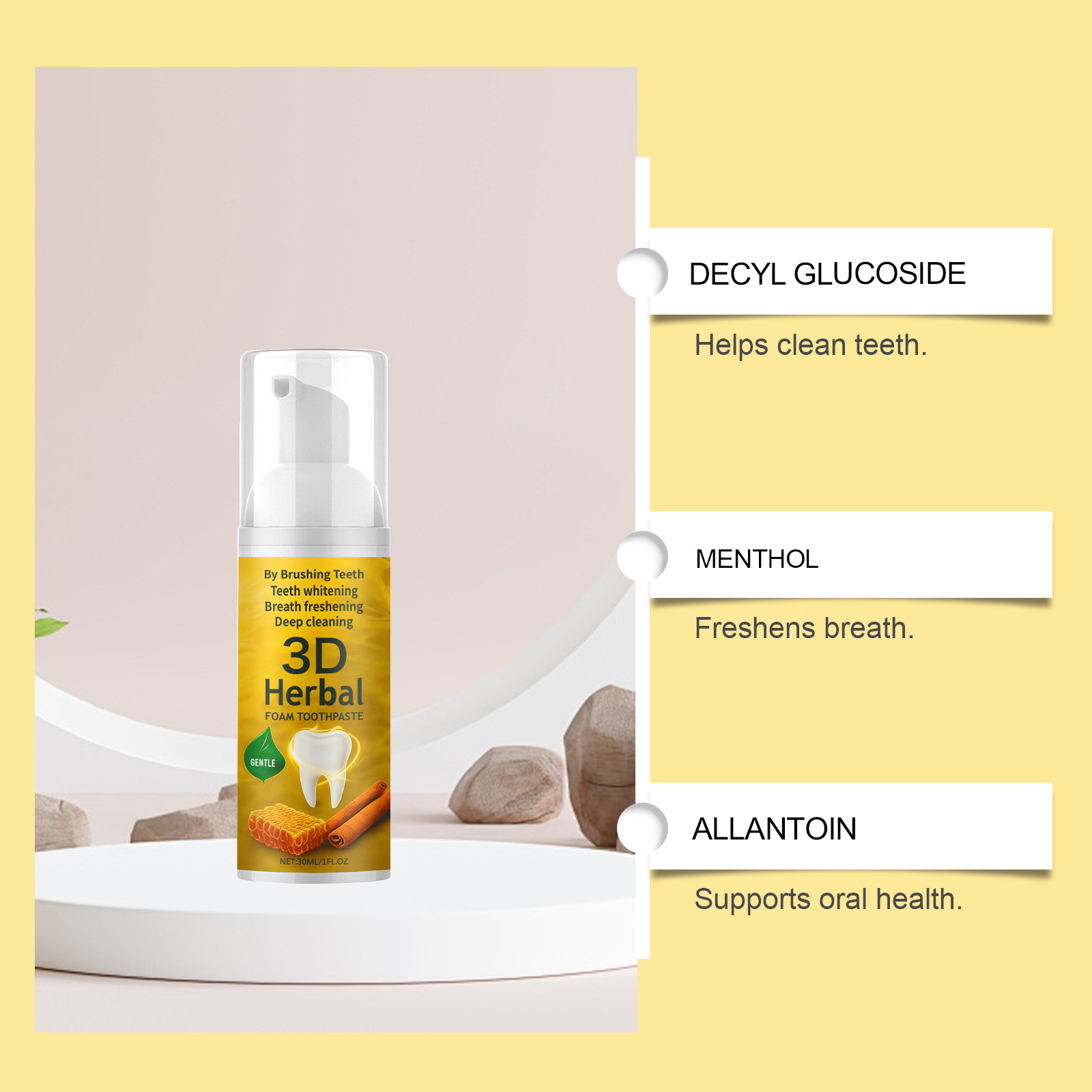 Herbal Toothpaste Organic Fluo - Teeth Whitening Foam Toothpaste 评论和价格