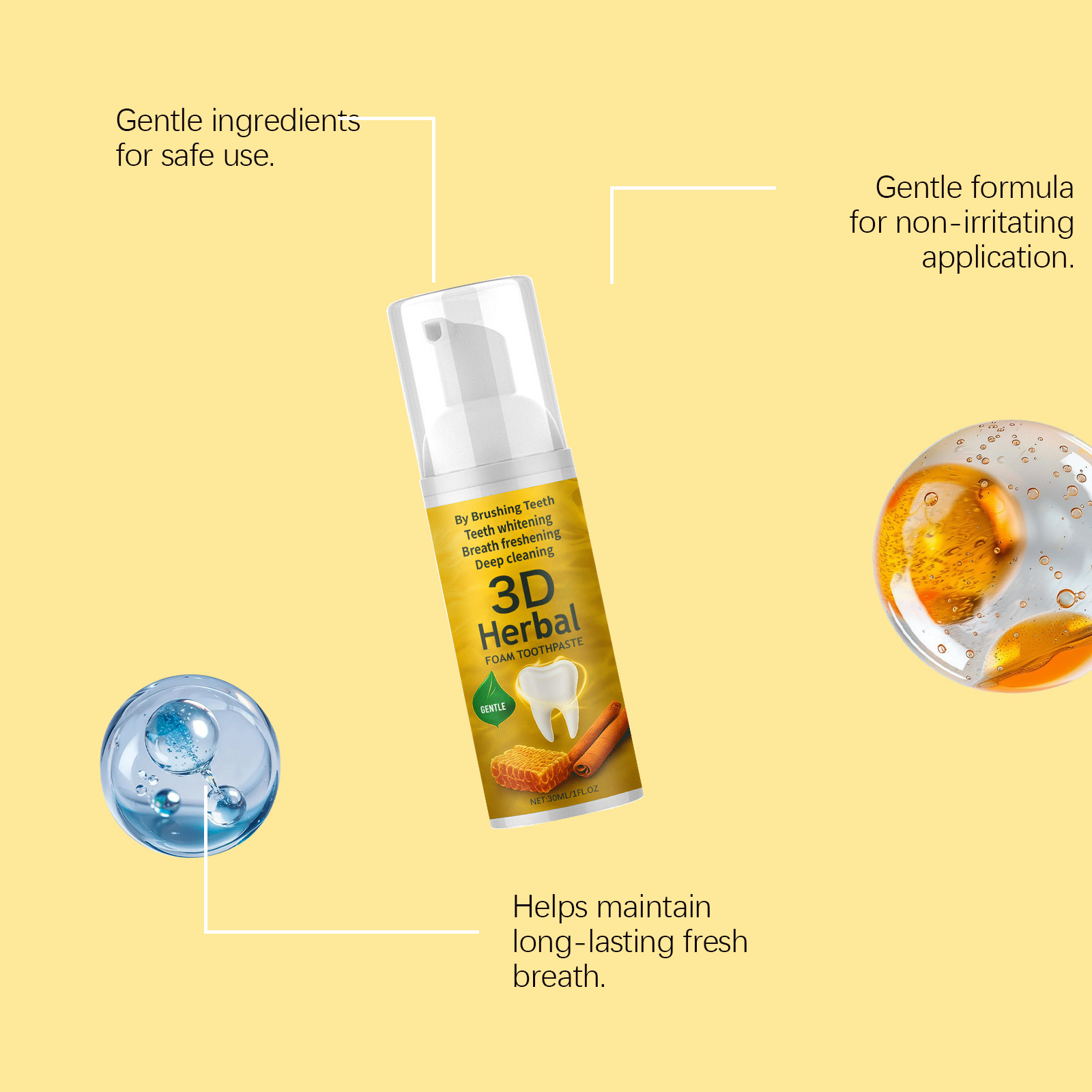 Herbal Toothpaste Organic Fluo - Teeth Whitening Foam Toothpaste 评论和价格